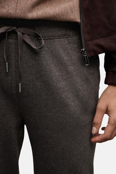 Bruine pantalon de costume van Street One, met trekkoord en gemêleerde textuur.