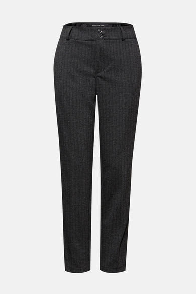 Zwarte pantalon van Street One met een visgraatstructuur.