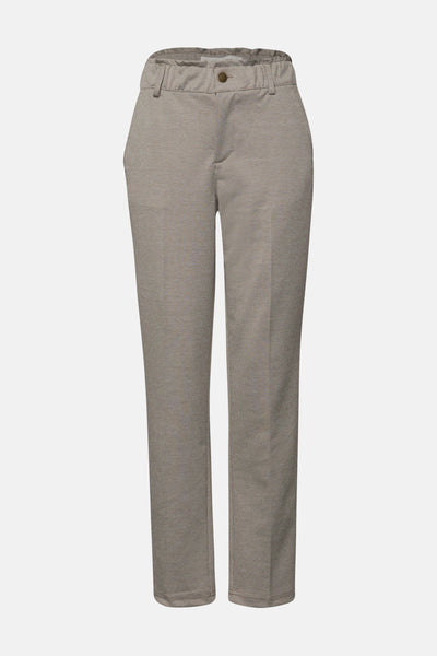 Beige kostuumbroek van Street One, met een subtiel ruitpatroon en een klassieke pasvorm.