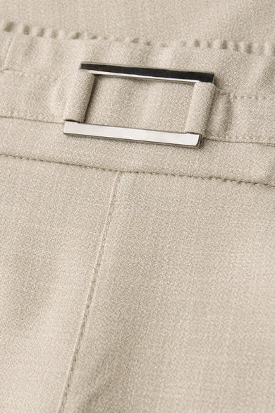 Pantalon de costume beige de STREET ONE avec boucle argentée rectangulaire et coutures apparentes.