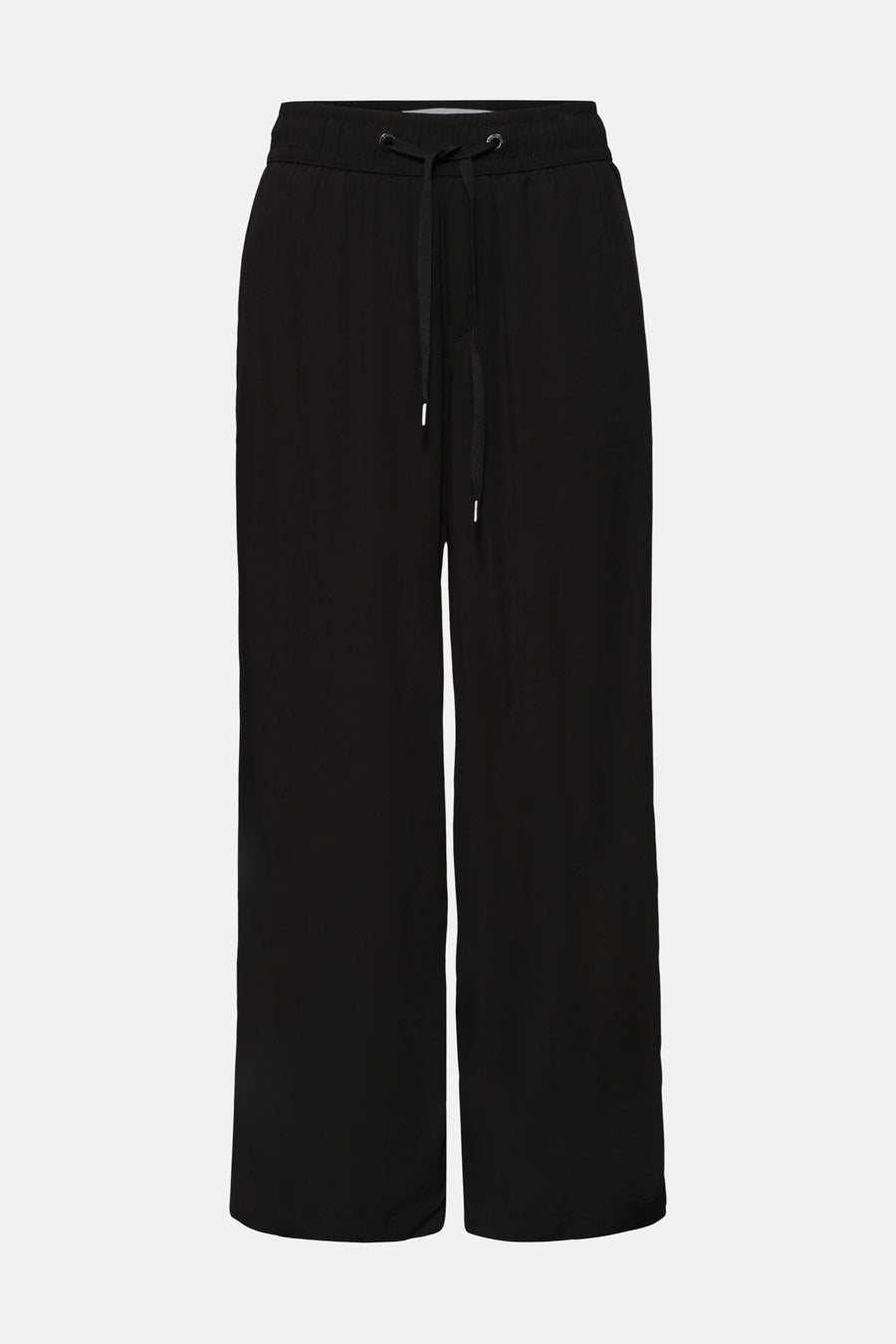 Pantalon noir de STREET ONE avec cordon de serrage à la taille et coupe droite.