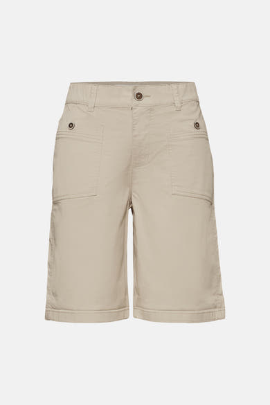 Bermuda beige de STREET ONE avec poches plaquées et boutons décoratifs, vue de face.