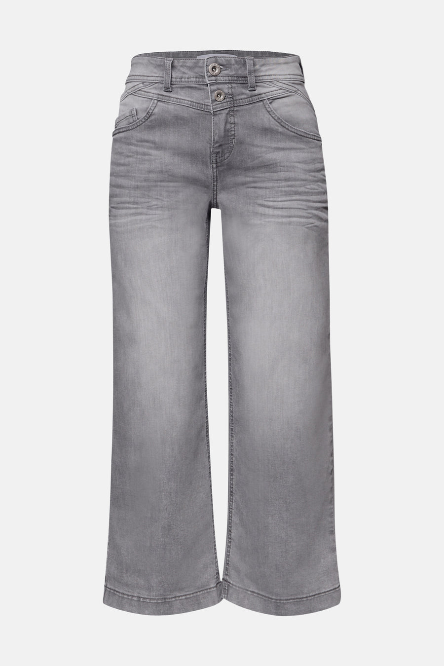 Jean large en denim gris de STREET ONE, avec poches avant et coupe évasée.

