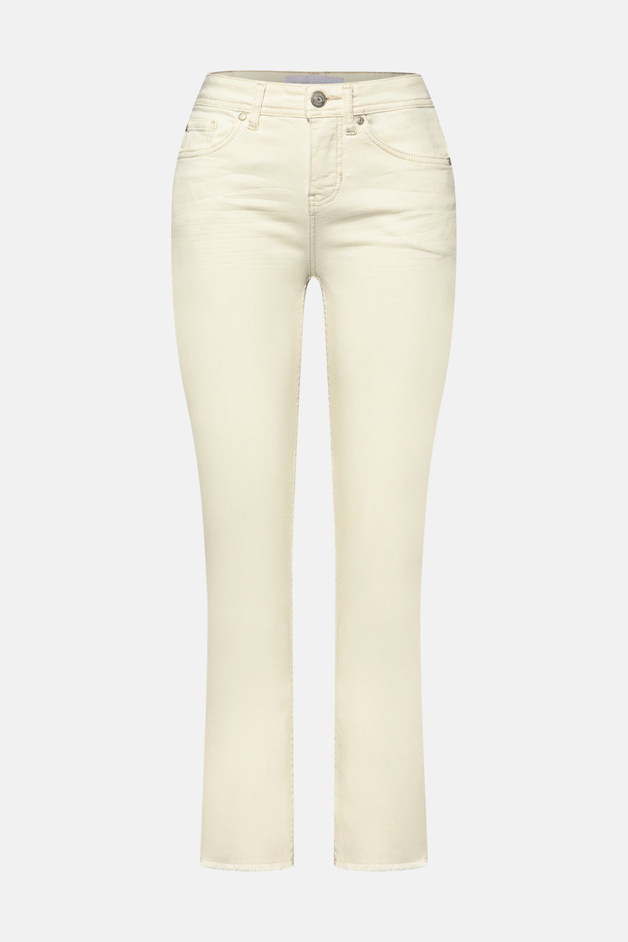 Gekleurde off-white jeans van STREET ONE in een rechte pasvorm met rafelzoom.