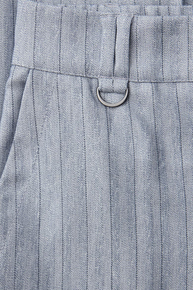 Blauwe pantalon van STREET ONE, met visgraatmotief en D-ringdetail.