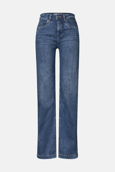 Jean large bleu denim STREET ONE à cinq poches, vu de face
