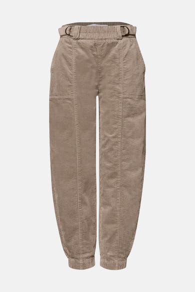 Chino beige en velours côtelé STREET ONE, vue de face, avec taille élastiquée et chevilles resserrées