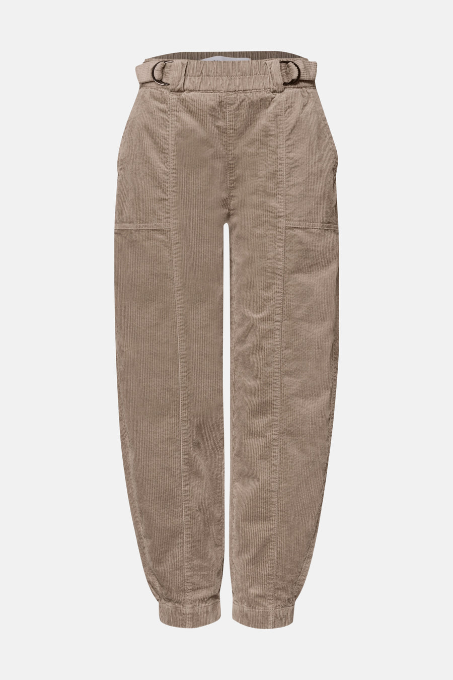 Chino beige en velours côtelé STREET ONE, vue de face, avec taille élastiquée et chevilles resserrées