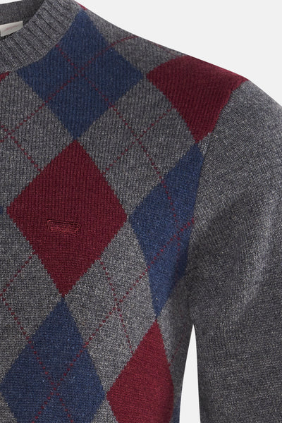 Grijze ronde nekpullover van Levi's® met rood en blauw motief.