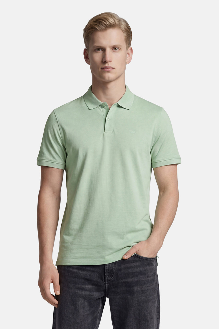 Levi's® mintgroen poloshirt met klassieke kraag, twee knopenlijst en discreet logo op de borst.