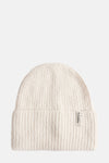Bonnet blanc en maille côtelée de Street One, avec une étiquette discrète sur le bord replié.
