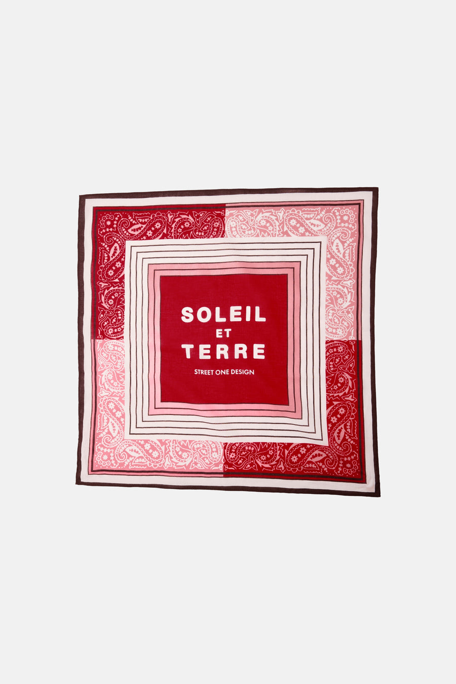 Multicolore sjaal van STREET ONE met rood en roze paisley-patroon met rand.