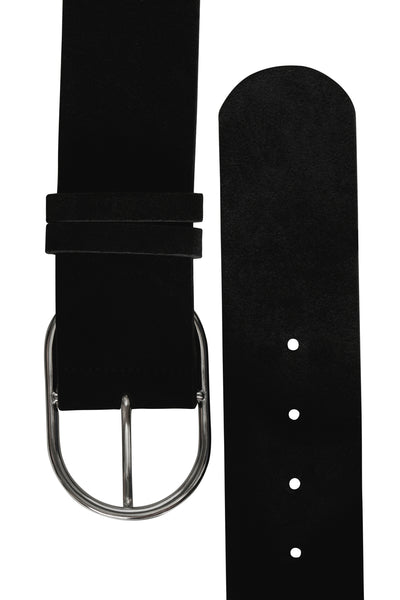 Zwarte riem van STREET ONE, zilverkleurige gesp met riemlus, geperforeerd detail en afgerond uiteinde.