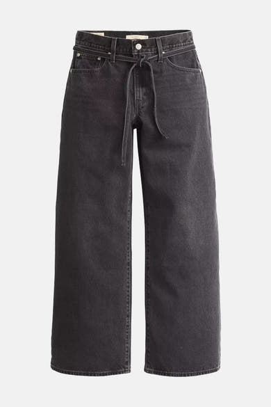 Rechte zwarte denim jeans van Levi's®, met een strikceintuur.