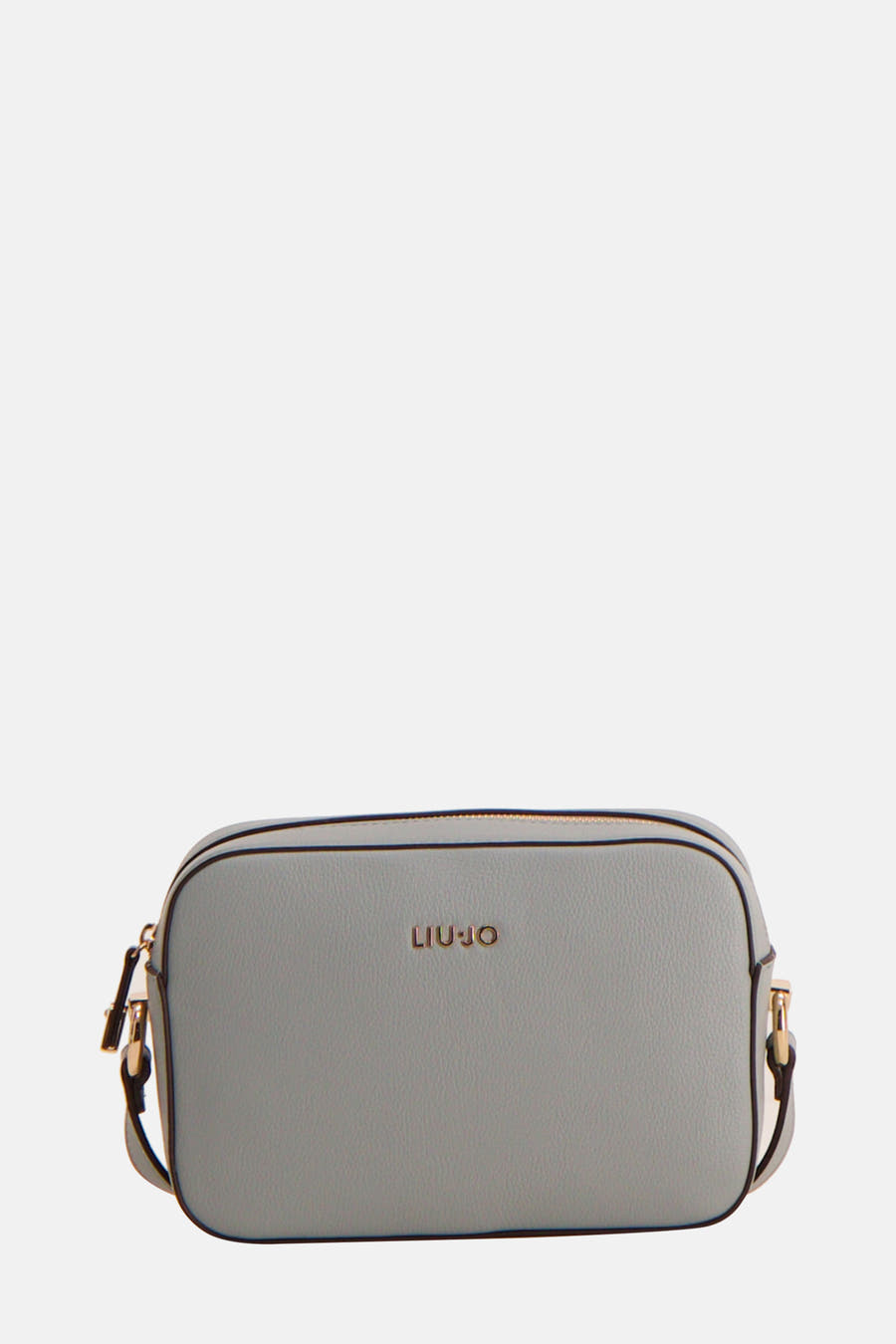 Sac bandoulière bleu de LIU JO avec une texture grainée et des détails dorés.
