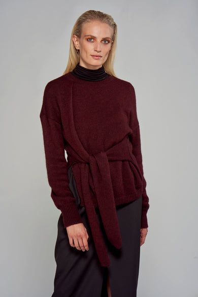 Pull col rond Bordeaux - ASTRID Black Label