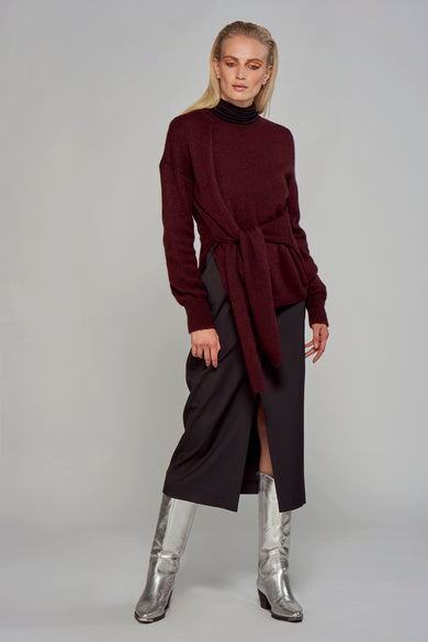 Pull col rond Bordeaux - ASTRID Black Label