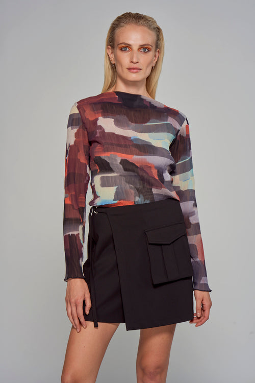 Blouse &agrave; manches longues - multicol