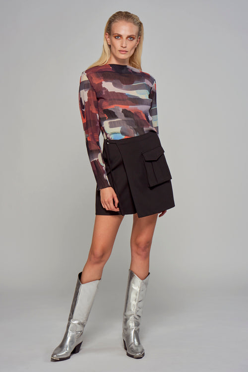 Blouse &agrave; manches longues - multicol