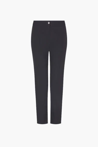 Pantalon noir par ARTIGLI, coupe droite classique avec un bouton décoratif à la taille.