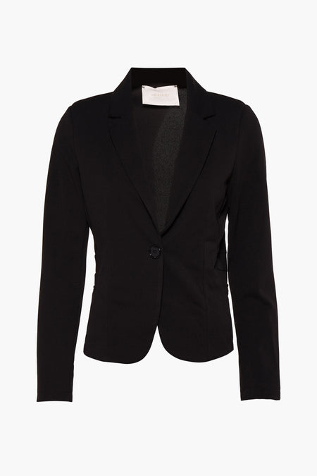 Blazer noir de AMELIE ET AMELIE avec une coupe ajustée et une fermeture à un bouton.