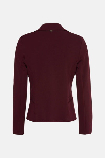 Bordeaux blazer van AMELIE ET AMELIE, met getailleerde pasvorm en subtiel decoratief detail op de nek.