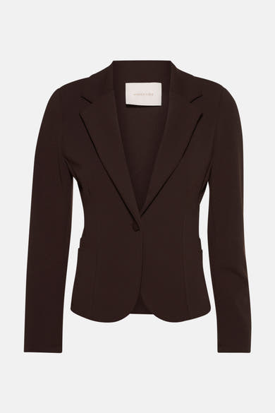 Blazer marron van AMELIE ET AMELIE, getailleerde pasvorm, met sluiting met één knoop.