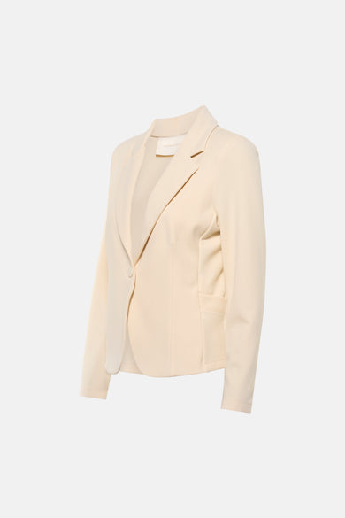 Beige blazer van AMELIE ET AMELIE, met één knoop en een getailleerde pasvorm.