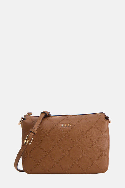Sac à bandoulière brun de LIU JO, avec motif du logo en relief sur toute la surface.