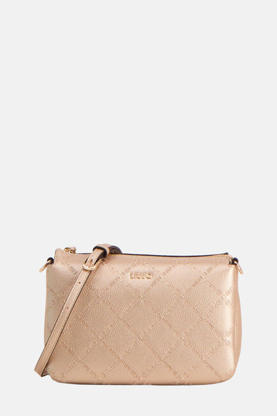 Sac à bandoulière doré de LIU JO avec motif de logo en relief et bandoulière réglable.