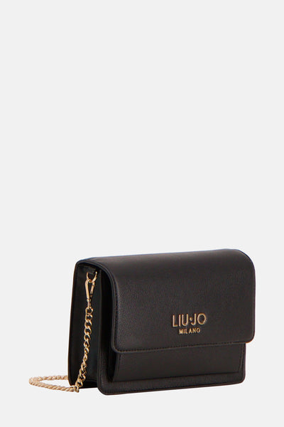Zwarte schoudertas van LIU JO met een gouden ketting voor een elegante schouderdracht.