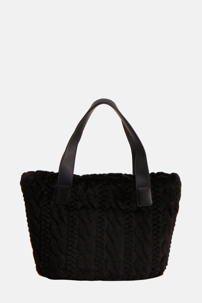 Sac à bandoulière noir de LIU JO avec motif tressé et anses en cuir noir.