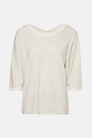 Pull met V-hals - ecru