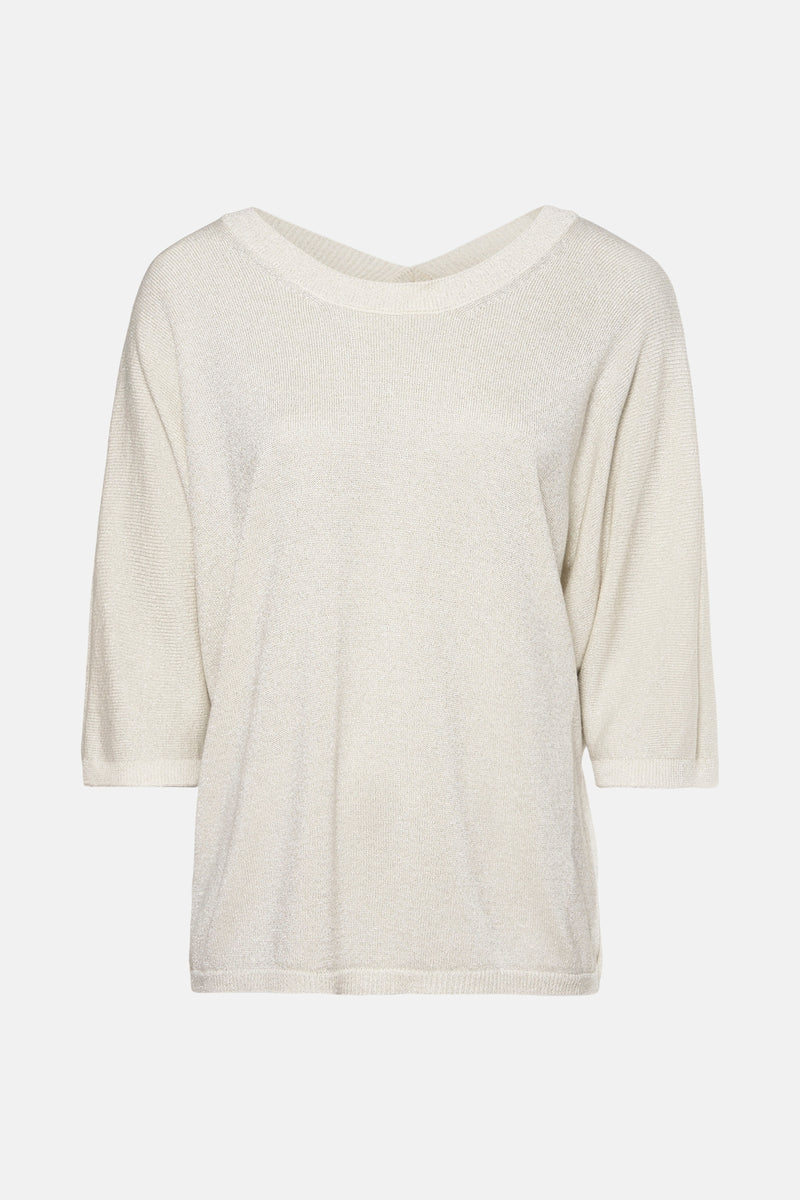 Pull met V-hals - ecru