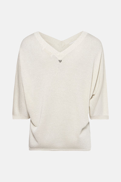 Trui met V-hals Ecru - AMELIE ET AMELIE