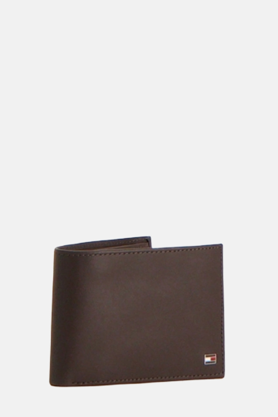 Portefeuille marron de TOMMY JEANS, avec un petit logo rectangulaire tricolore.