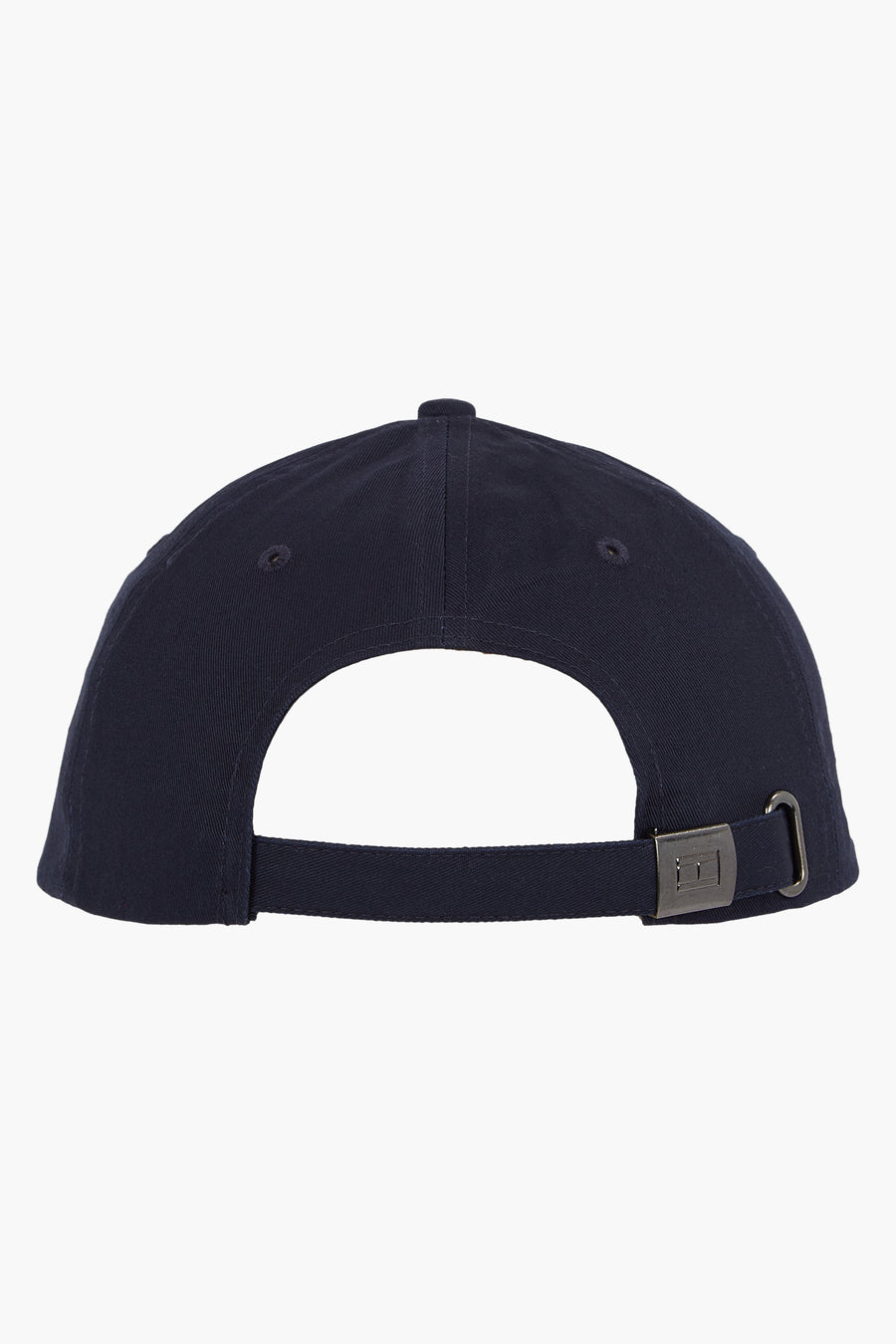 Casquette bleu marine de Tommy Jeans, vue de dos, avec boucle de réglage métallique.