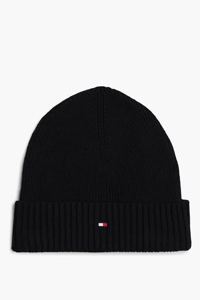 Zwarte gebreide muts van Tommy Jeans met subtiel merklogo.
