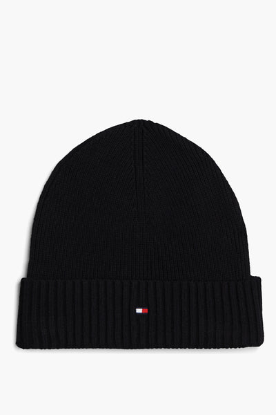 Zwarte gebreide muts van Tommy Jeans met subtiel merklogo.