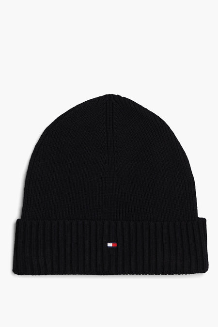 Zwarte gebreide muts van Tommy Jeans met subtiel merklogo.