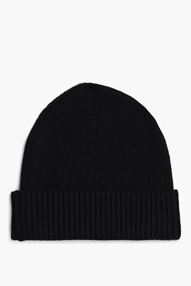 Zwarte TOMMY JEANS muts van dikke ribgebreide stof.