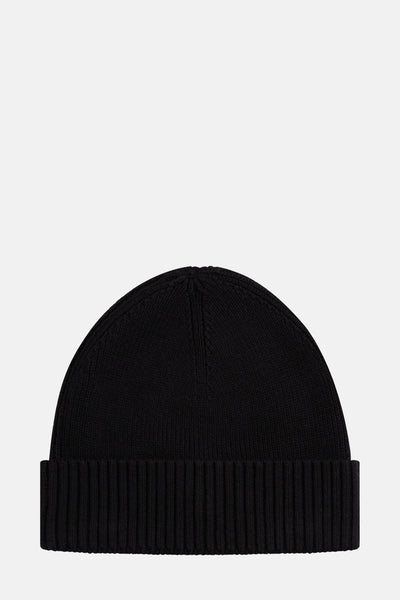 Bonnet noir de Tommy Jeans en tricot côtelé avec revers plié.