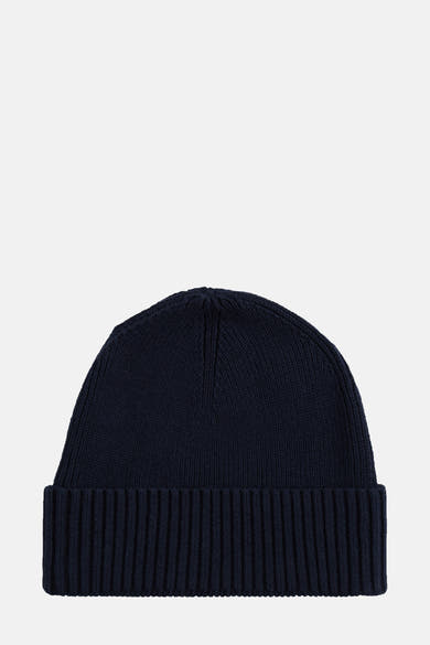 Marineblauwe muts van Tommy Jeans in ribgebreide stof.