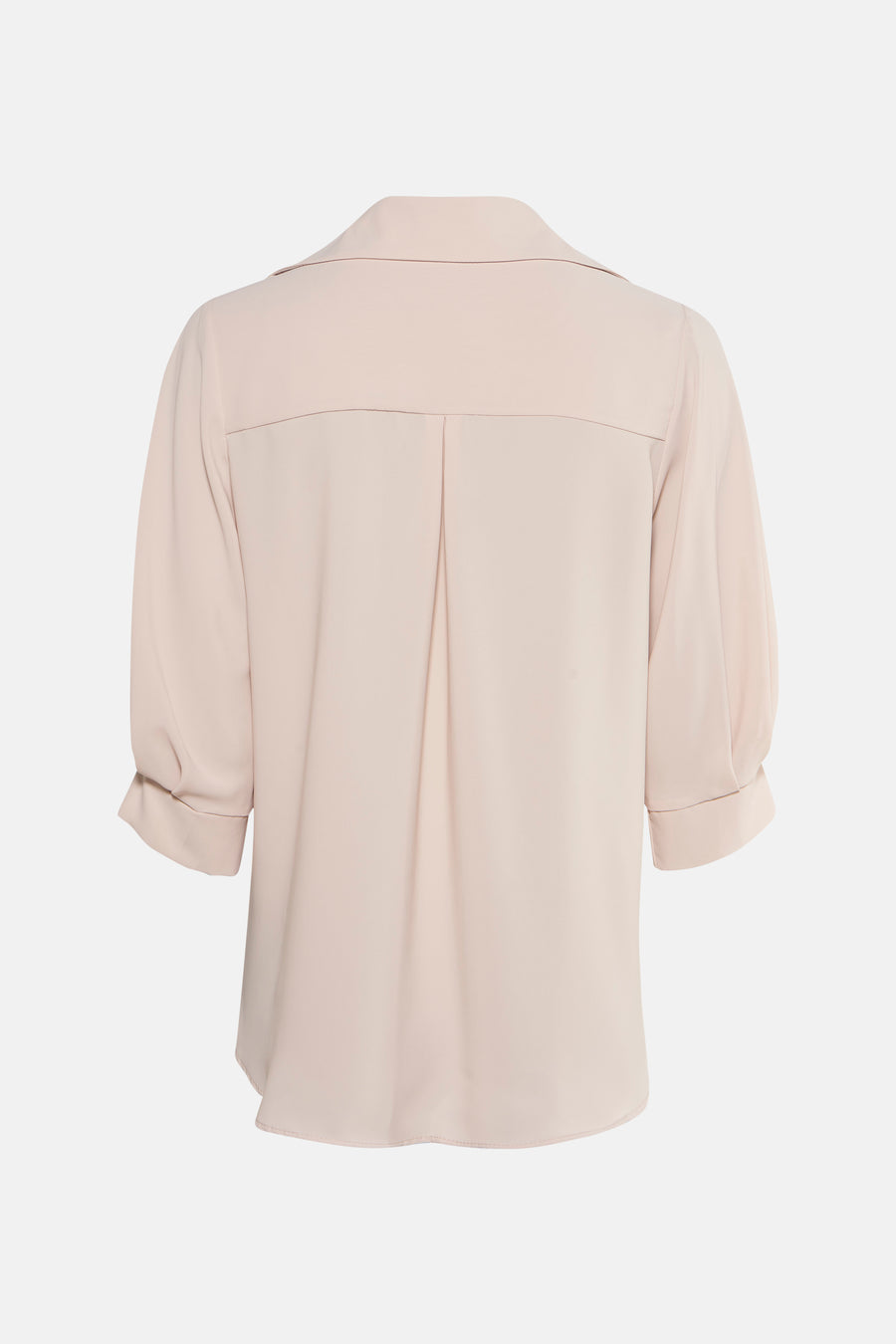 Beige overhemd met korte mouwen van AMELIE ET AMELIE, met rugplooi en zoom aan de mouwen.