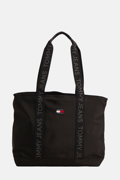 Zwarte handtas van TOMMY JEANS met hengsels met merknaam.