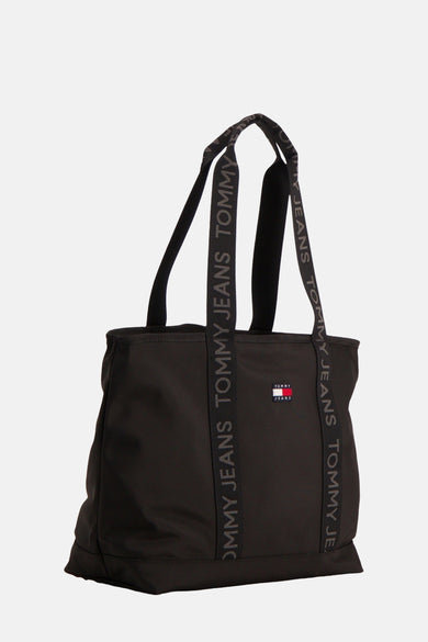 Zwarte handtas van TOMMY JEANS met hengsels met merklogo.