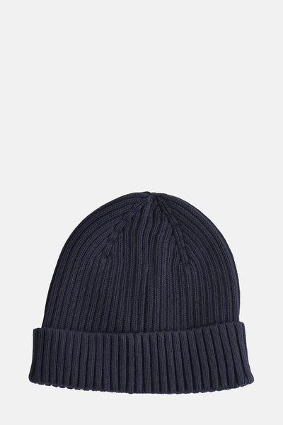 Marineblauwe muts van TOMMY JEANS in dikke ribgebreide stof.