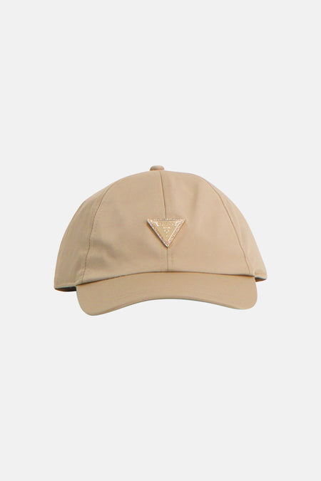 Beige pet van Guess, met een gouden gespsluiting aan de achterkant.