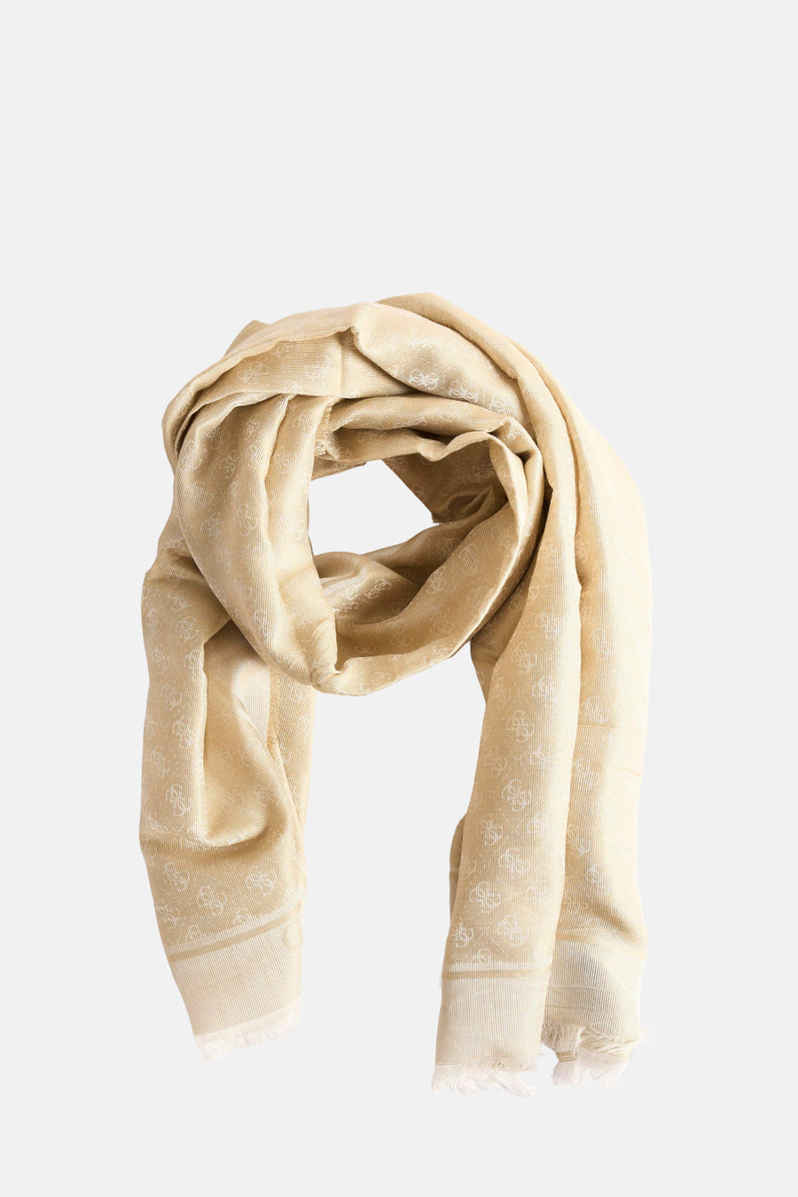 Ecru sjaal van Guess® met toon-op-toon patroon en gekreukte textuur.