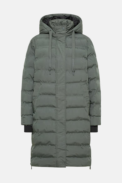 Veste longue verte de CECIL, avec capuche et cordon de serrage assortis.